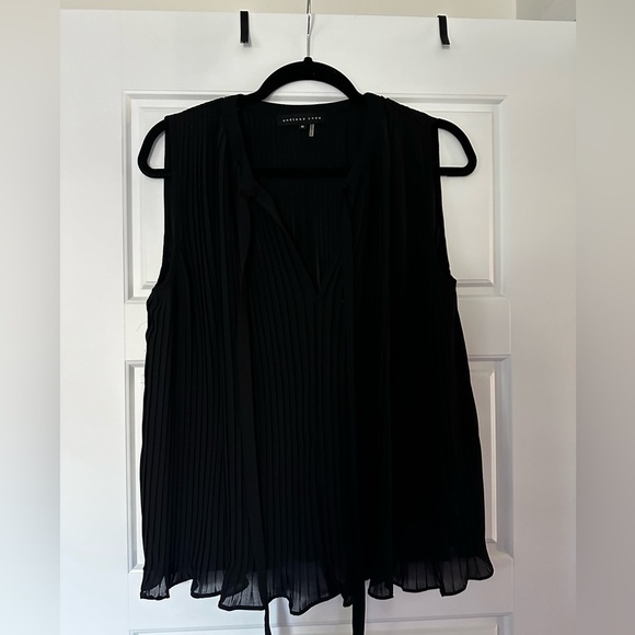 Black Endless Rose Sleveless Pleated Tie Top Size M - Picture 2 of 4